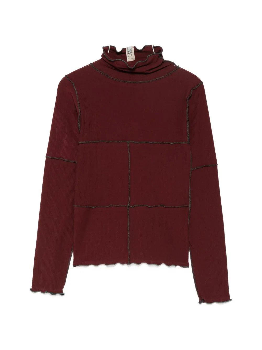 Baserange Exposed-seam Ribbed-knit Top In Red