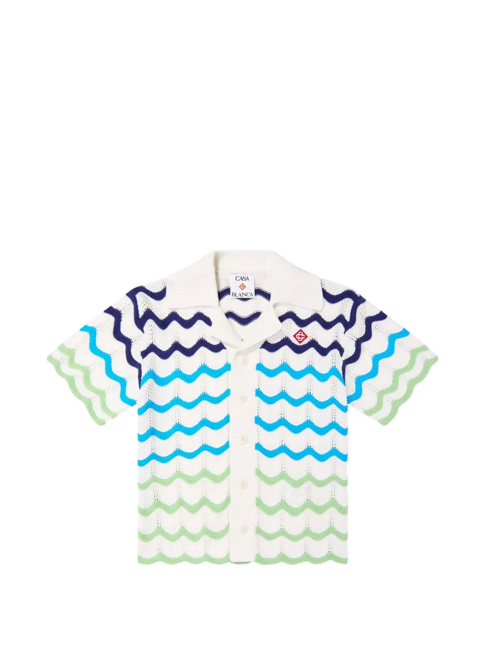 CASABLANCA KIDS wave-pattern pointelle-knit shirt - Toni neutri