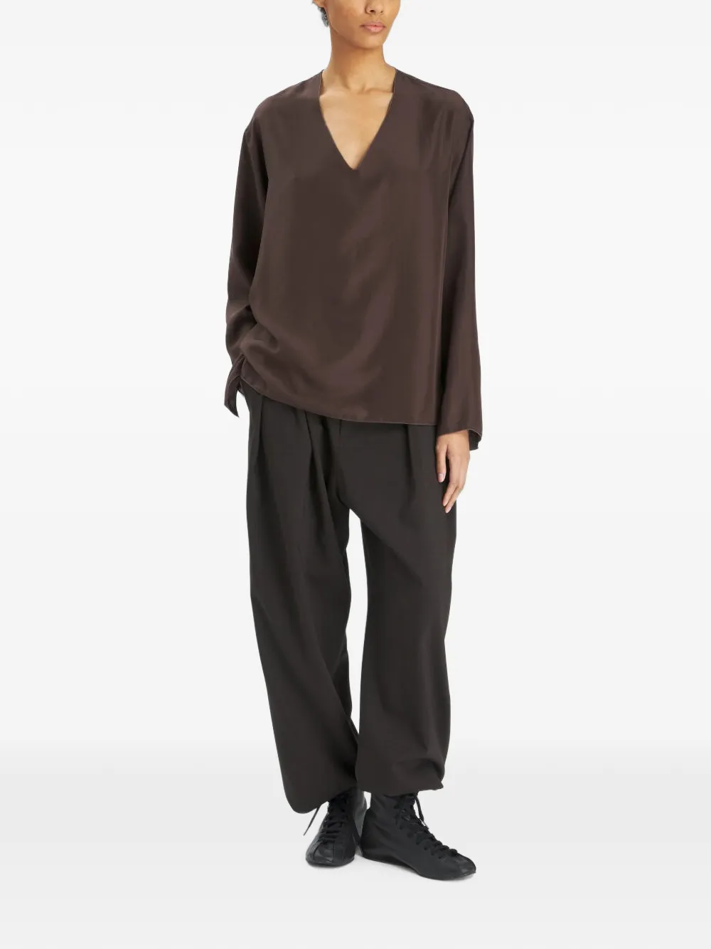 Barena Livietta tuniek met V-hals Bruin