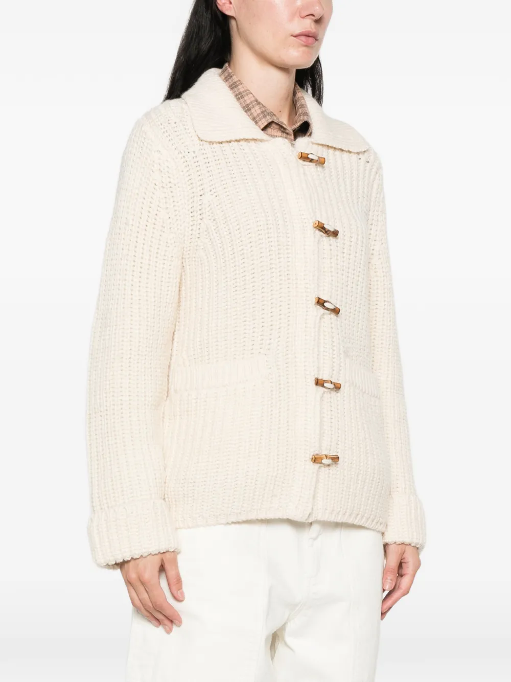 MARANT ÉTOILE Delinda geribbeld vest met houtje-touwtjesluiting Beige