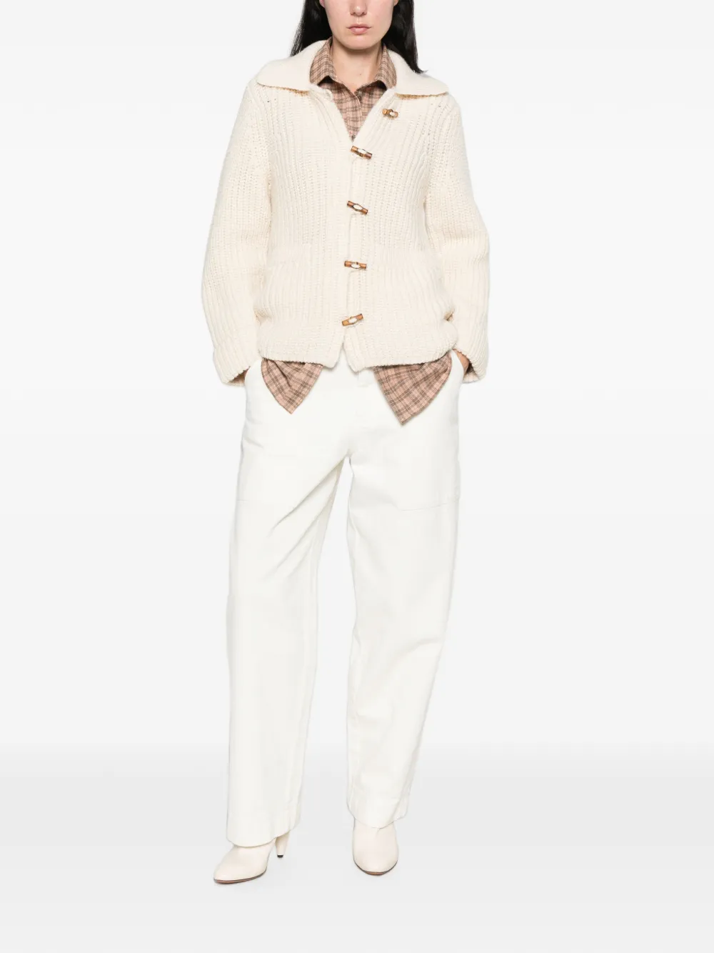 MARANT ÉTOILE Delinda geribbeld vest met houtje-touwtjesluiting Beige