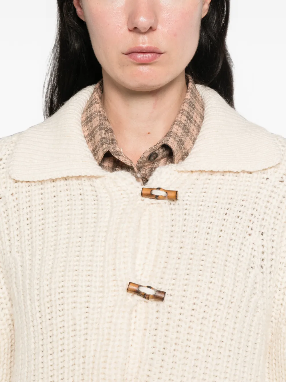 MARANT ÉTOILE Delinda geribbeld vest met houtje-touwtjesluiting Beige