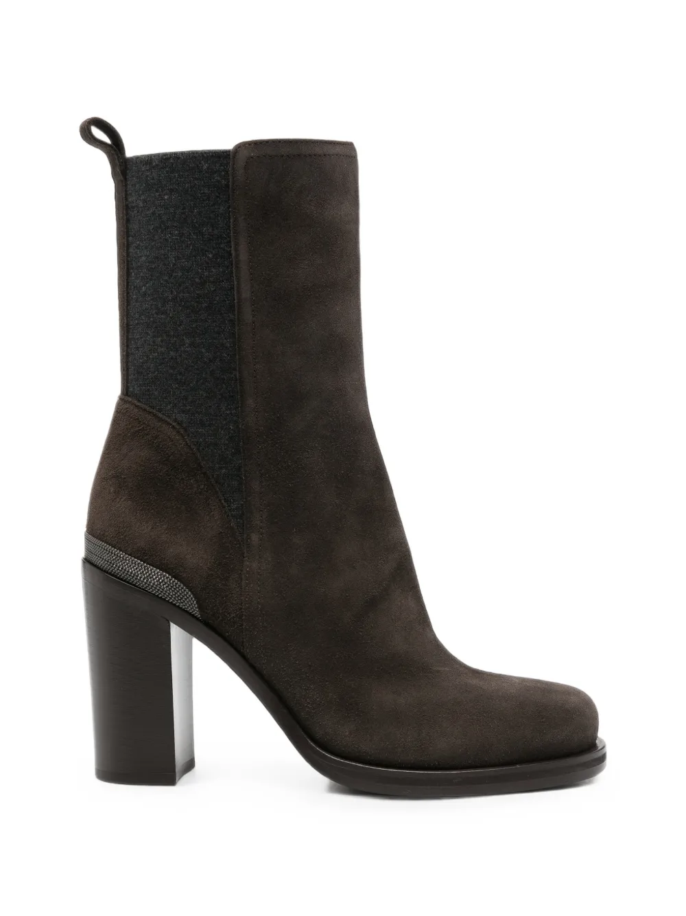 Brunello Cucinelli monili-trim suede ankle boots - Marrone