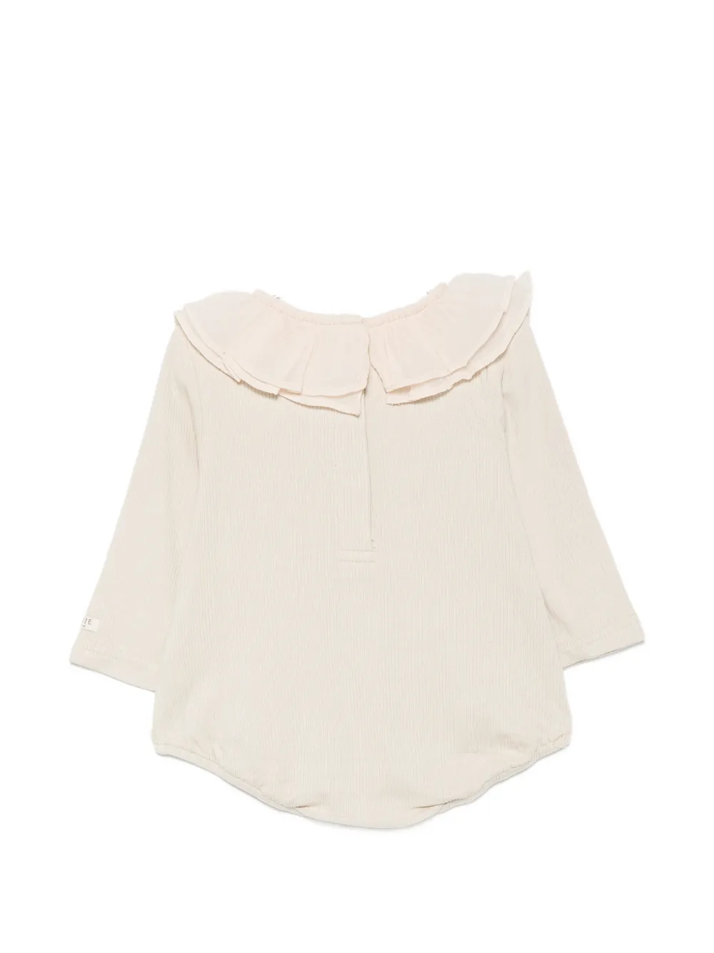 Donsje Fabien geribbelde romper met ruches Beige