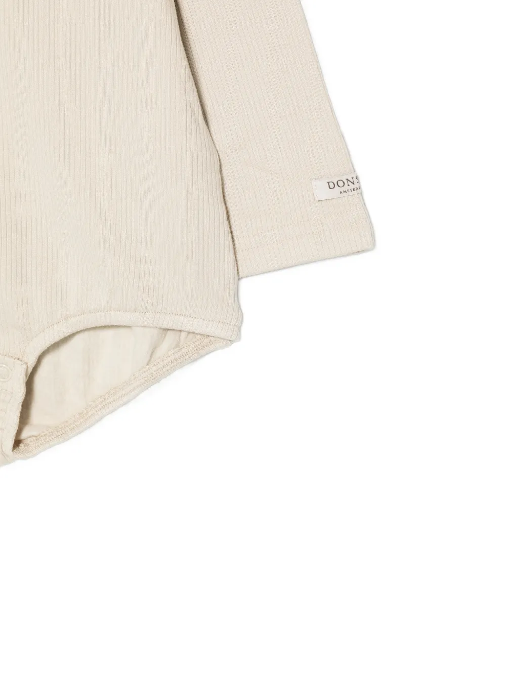 Donsje Fabien geribbelde romper met ruches Beige