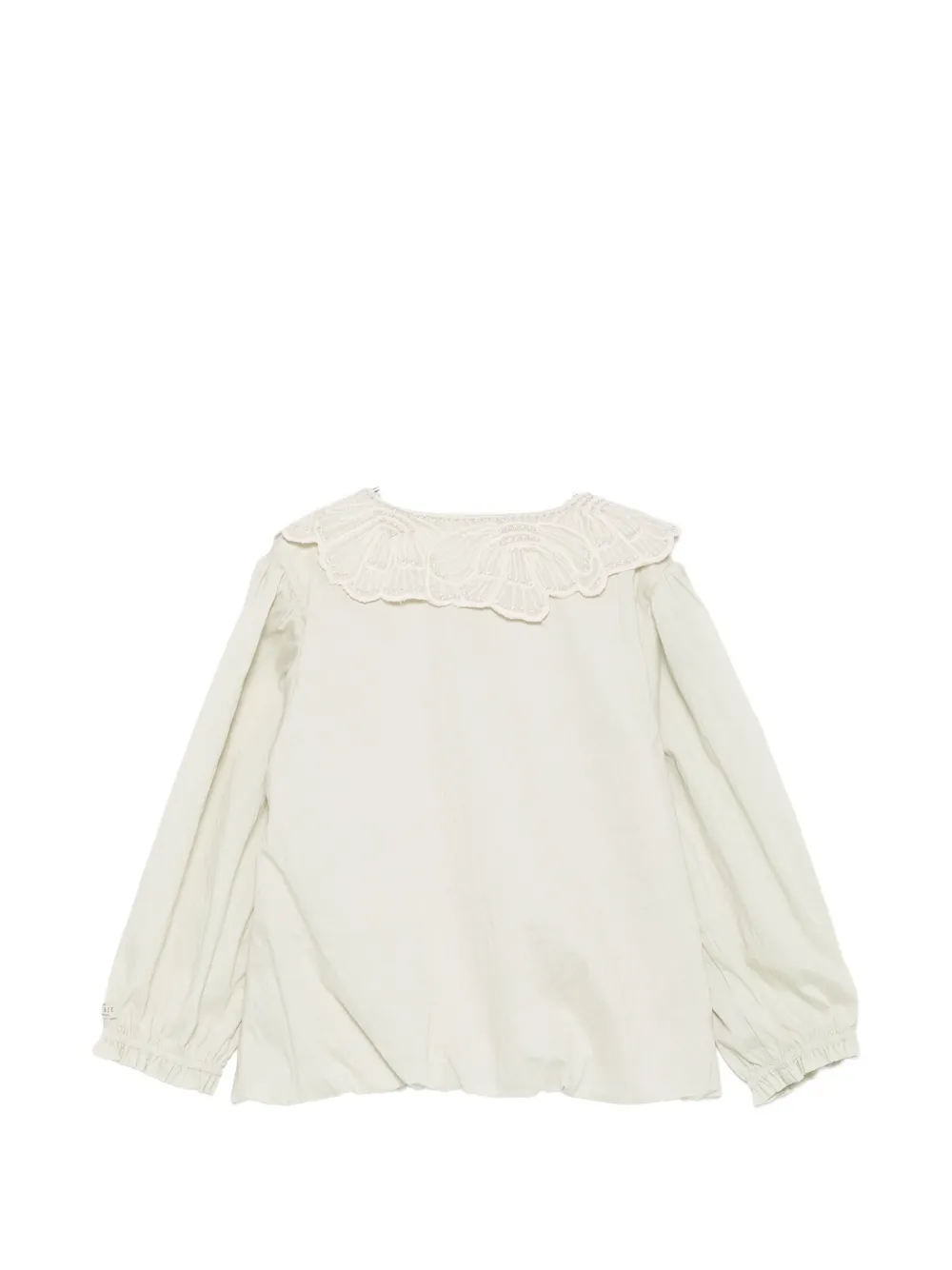 Donsje Kleke shirt met geborduurde kraag en lange mouwen Beige