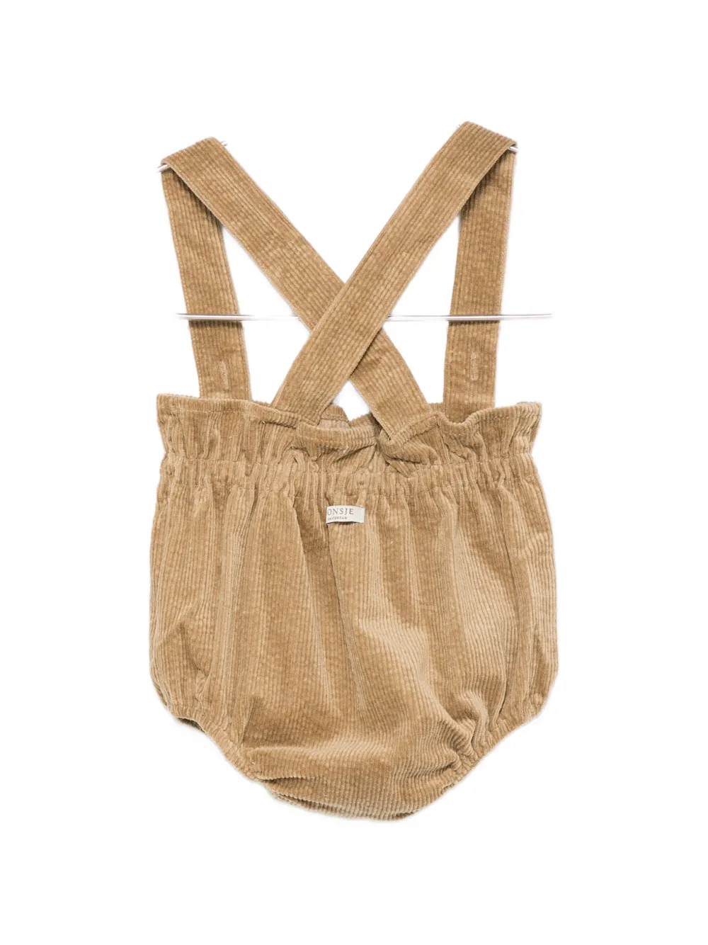 Donsje Kari ribfluwelen romper met knoopsluiting Beige