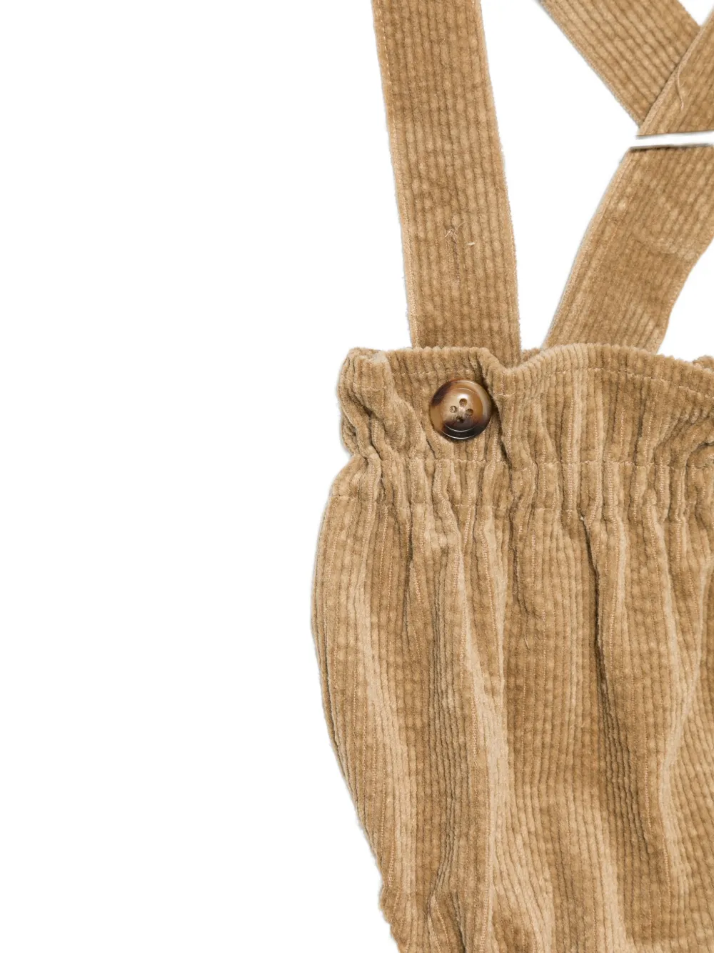 Donsje Kari ribfluwelen romper met knoopsluiting Beige