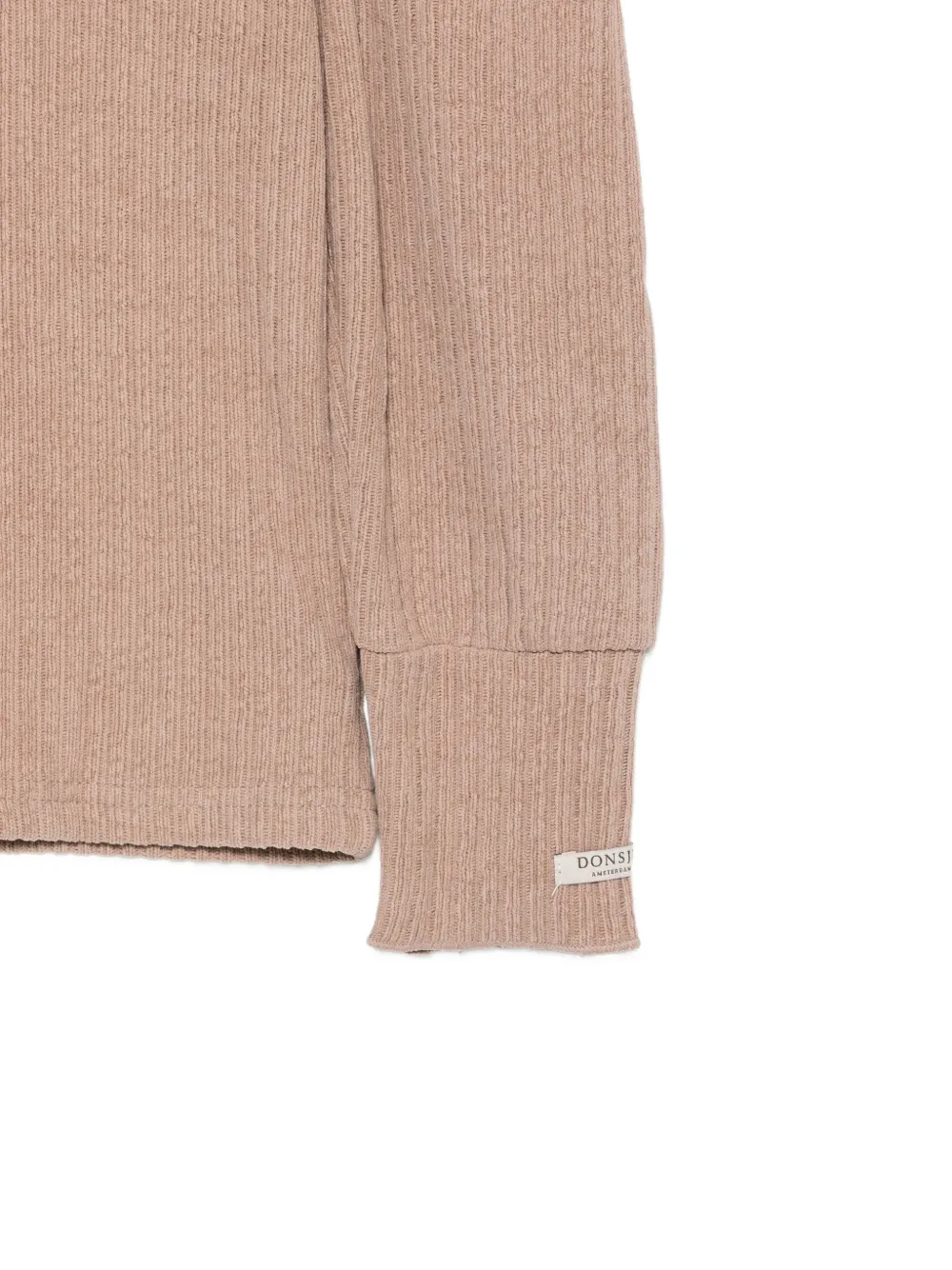 Donsje Louena geribbelde trui met pofmouwen Beige