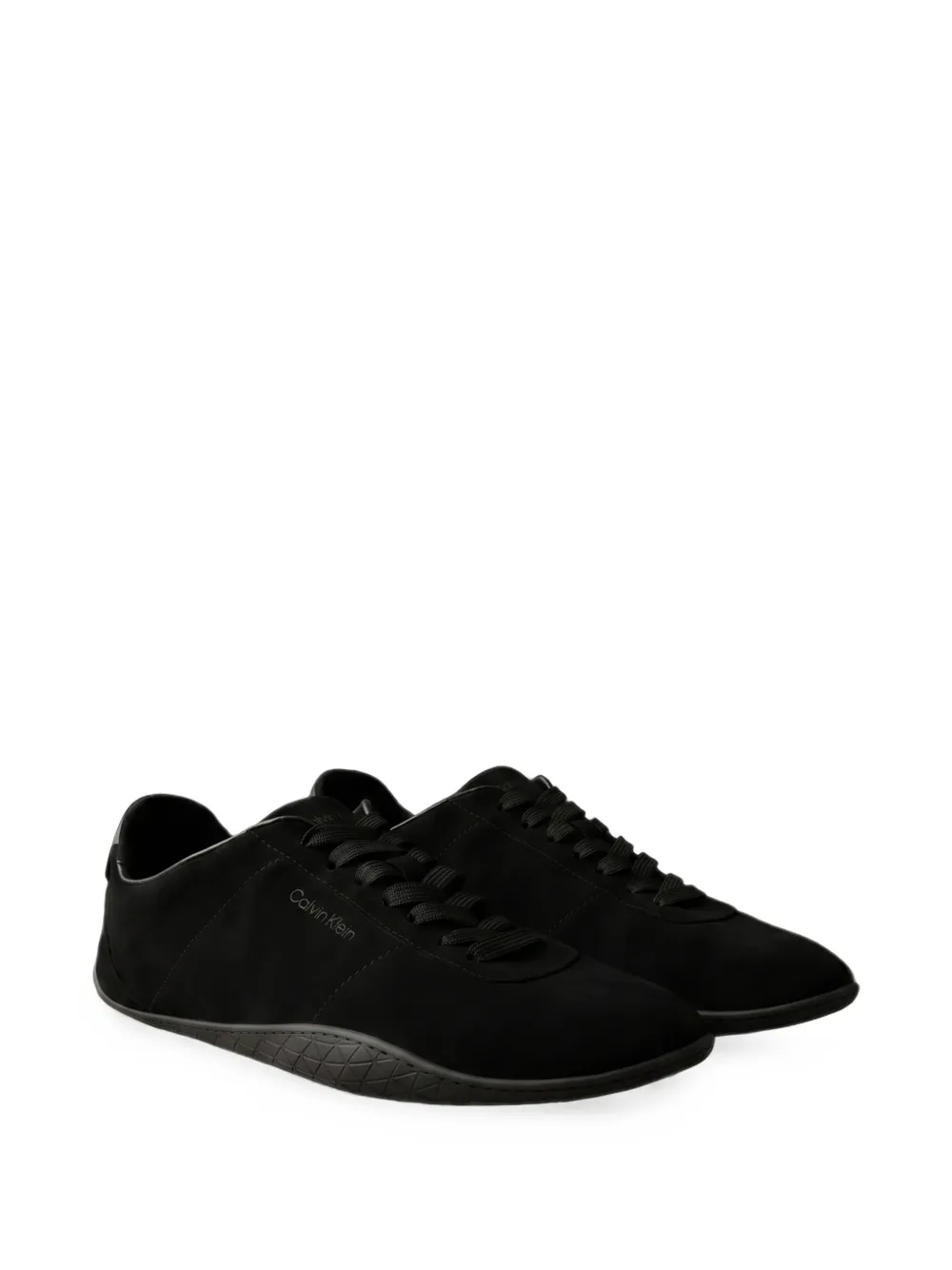 Calvin Klein calf suede logo-print sneakers Zwart