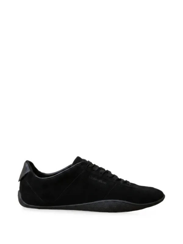 Calvin Klein Calf Suede Logo-print Sneakers in Black