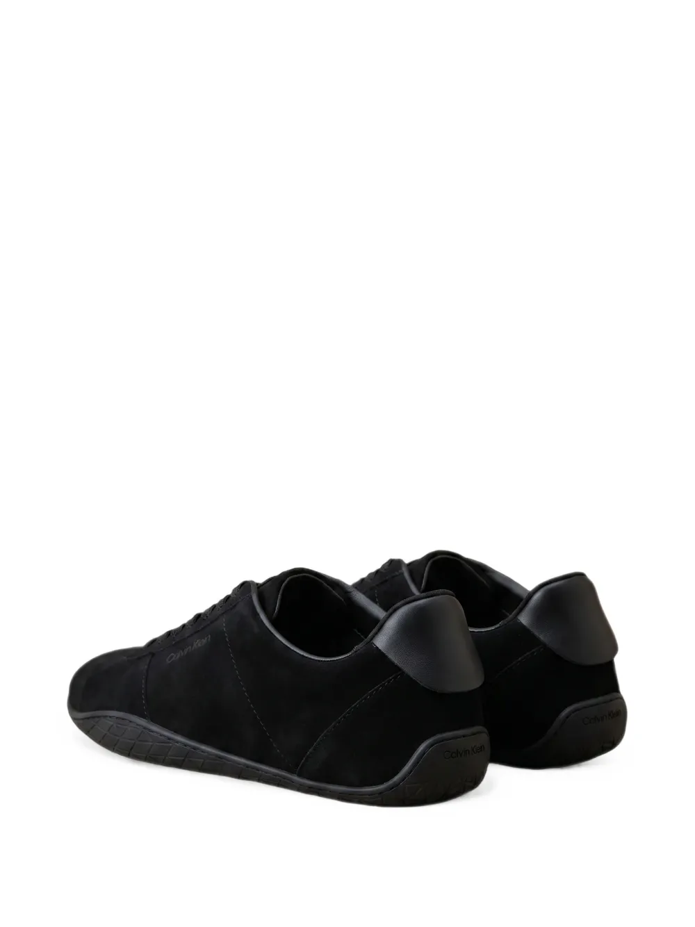 Calvin Klein calf suede logo-print sneakers Zwart