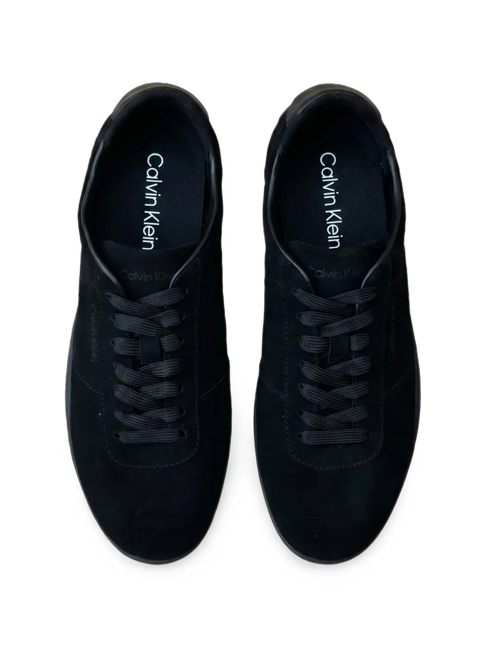 Calvin Klein calf suede logo-print sneakers Zwart