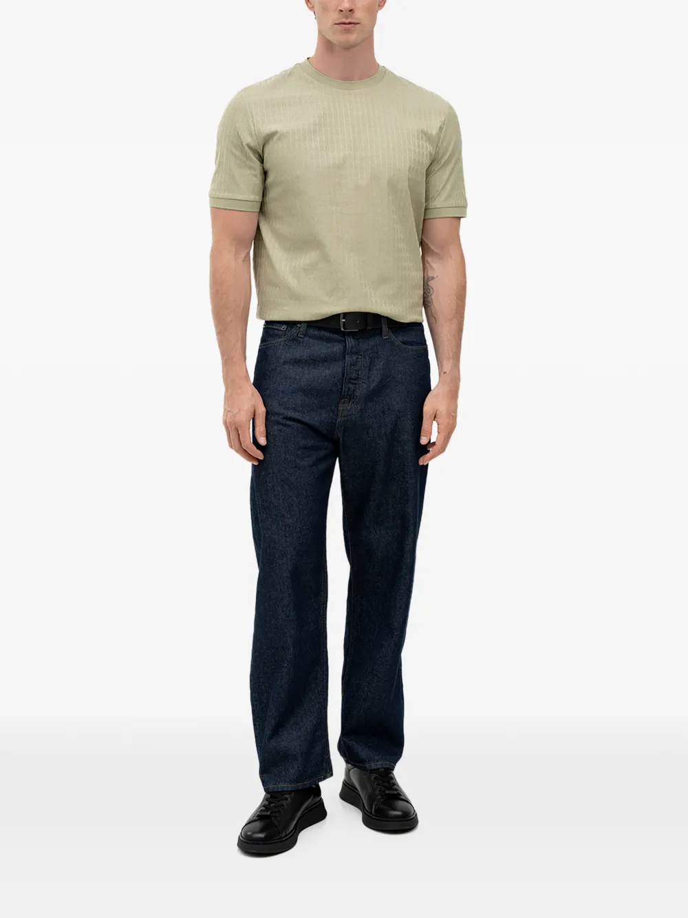BOSS T-shirt met textuur Groen
