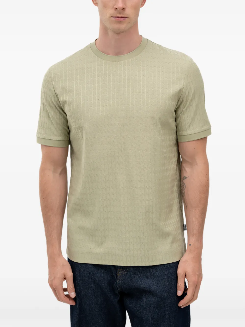 BOSS T-shirt met textuur Groen