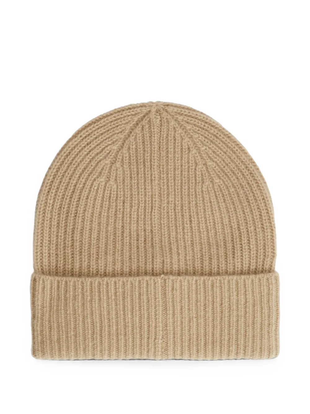 Tommy Hilfiger Ribgebreide muts met logoplakkaat Beige