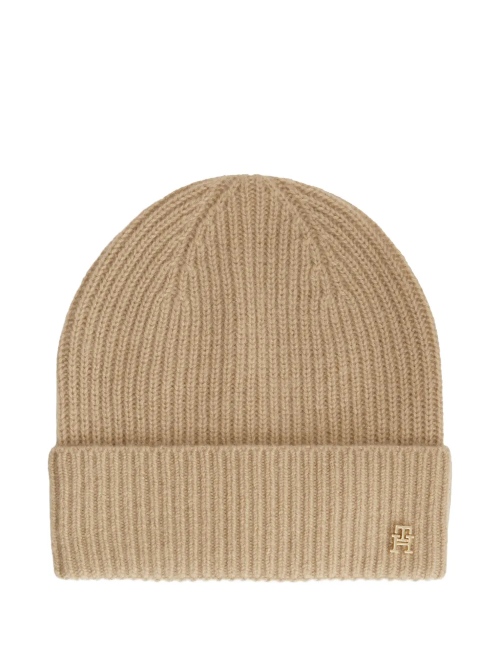 Tommy Hilfiger ribbed-knit logo-plaque beanie hat - Toni neutri