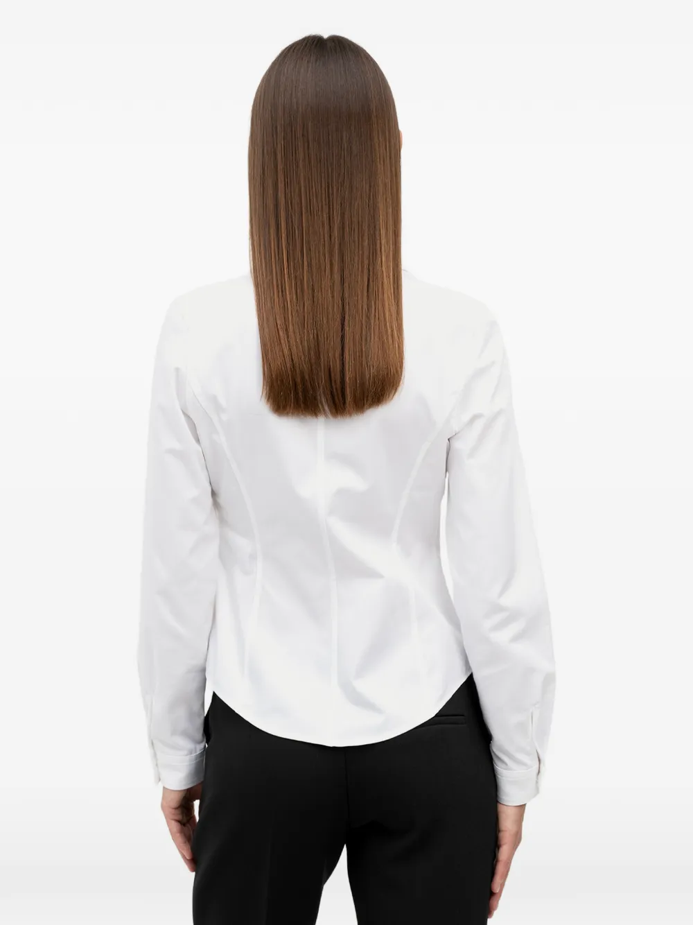 HUGO Blouse met puntige kraag en logoplakkaat Wit