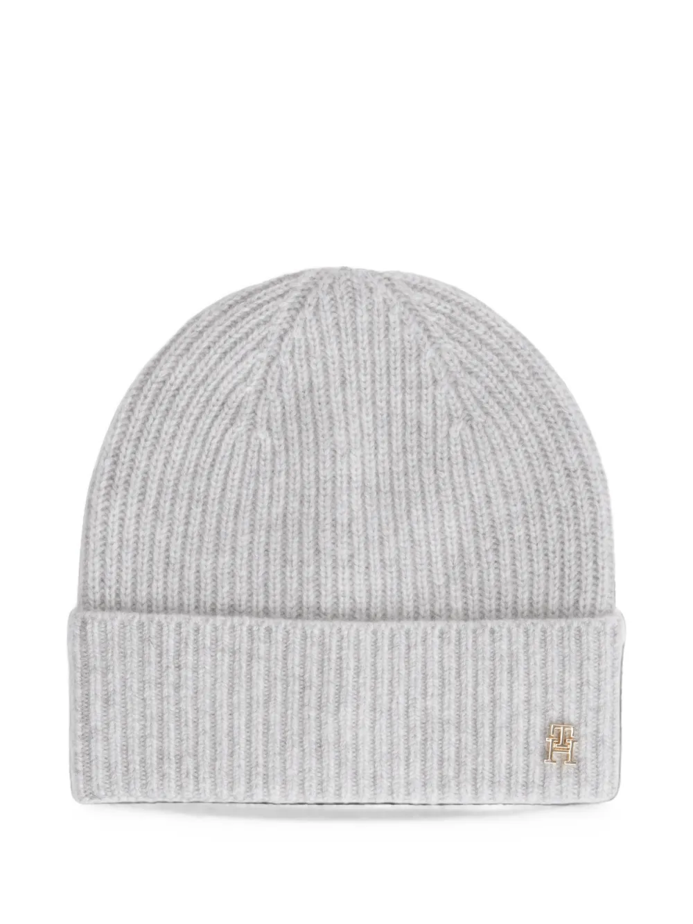 Tommy Hilfiger ribbed-knit logo-plaque beanie hat - Grigio