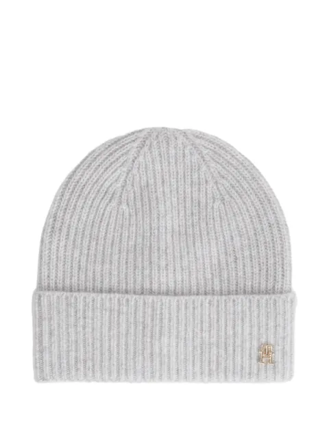 Tommy Hilfiger gorro tejido de canalé con placa del logo
