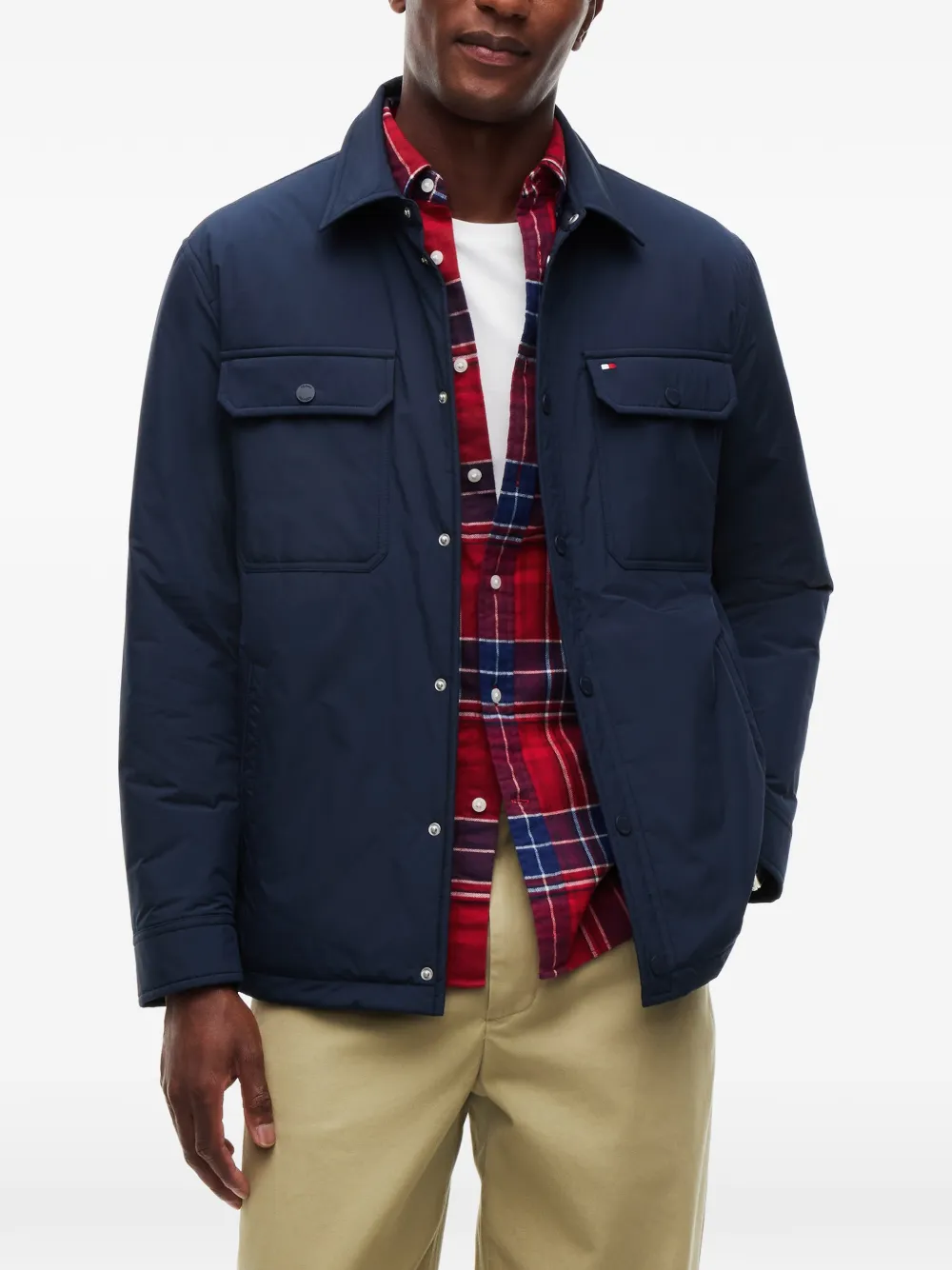 Tommy Hilfiger Gewatteerd shirtjack met logo-patch Blauw