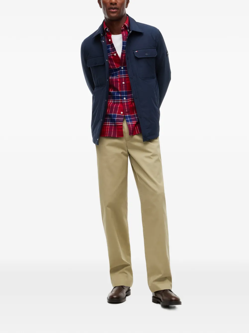 Tommy Hilfiger Gewatteerd shirtjack met logo-patch Blauw