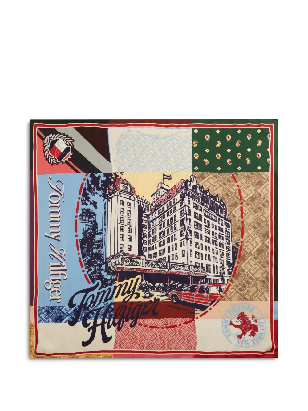Tommy Hilfiger patchwork graphic-print scarf - Toni neutri
