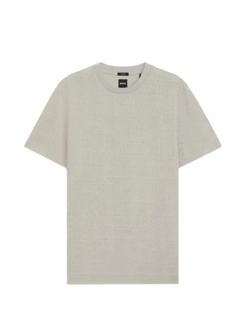 BOSS cotton T-shirt with two-tone jacquard-knit pattern