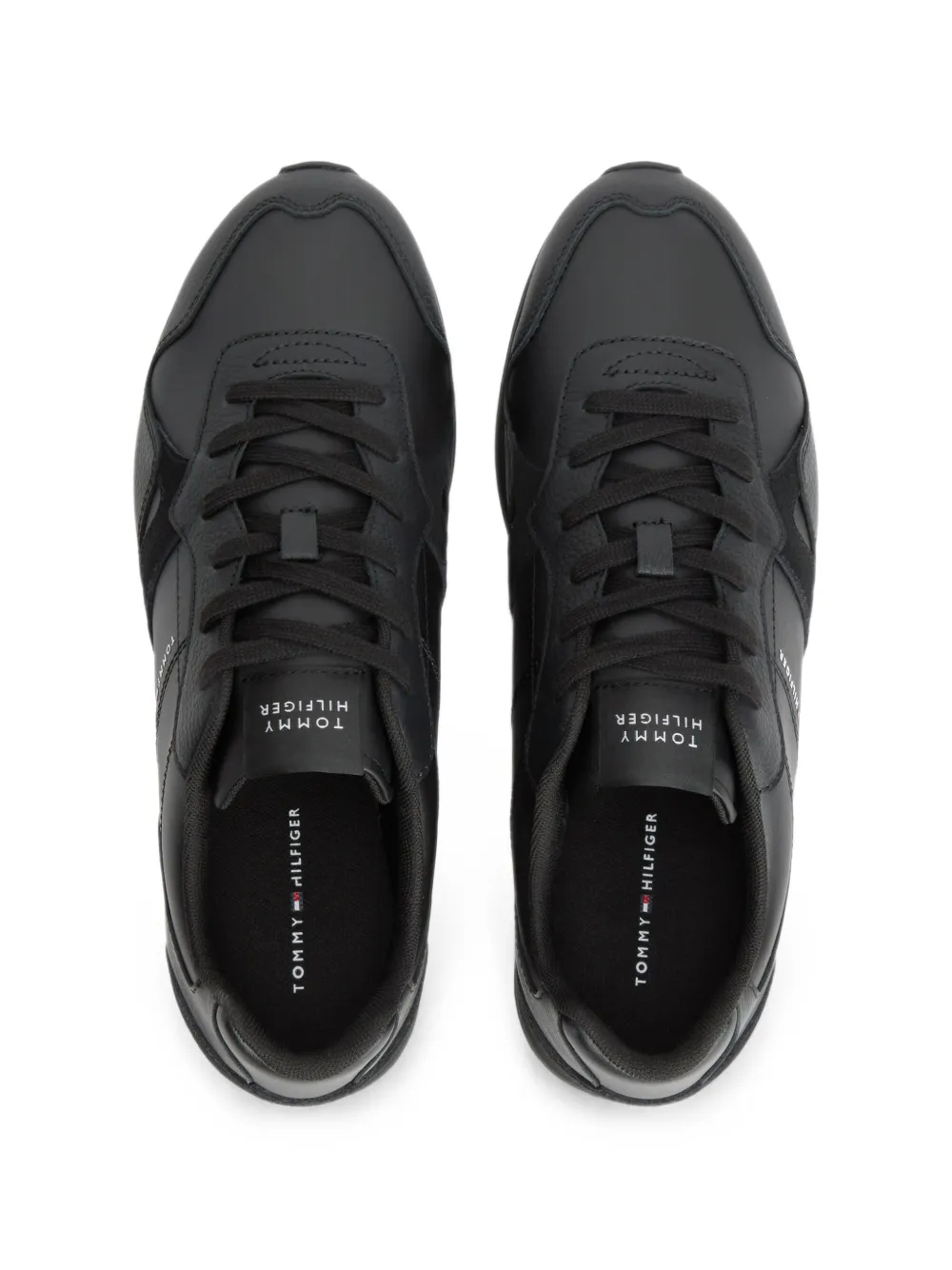 Tommy Hilfiger logo-print panelled low-top sneakers Zwart