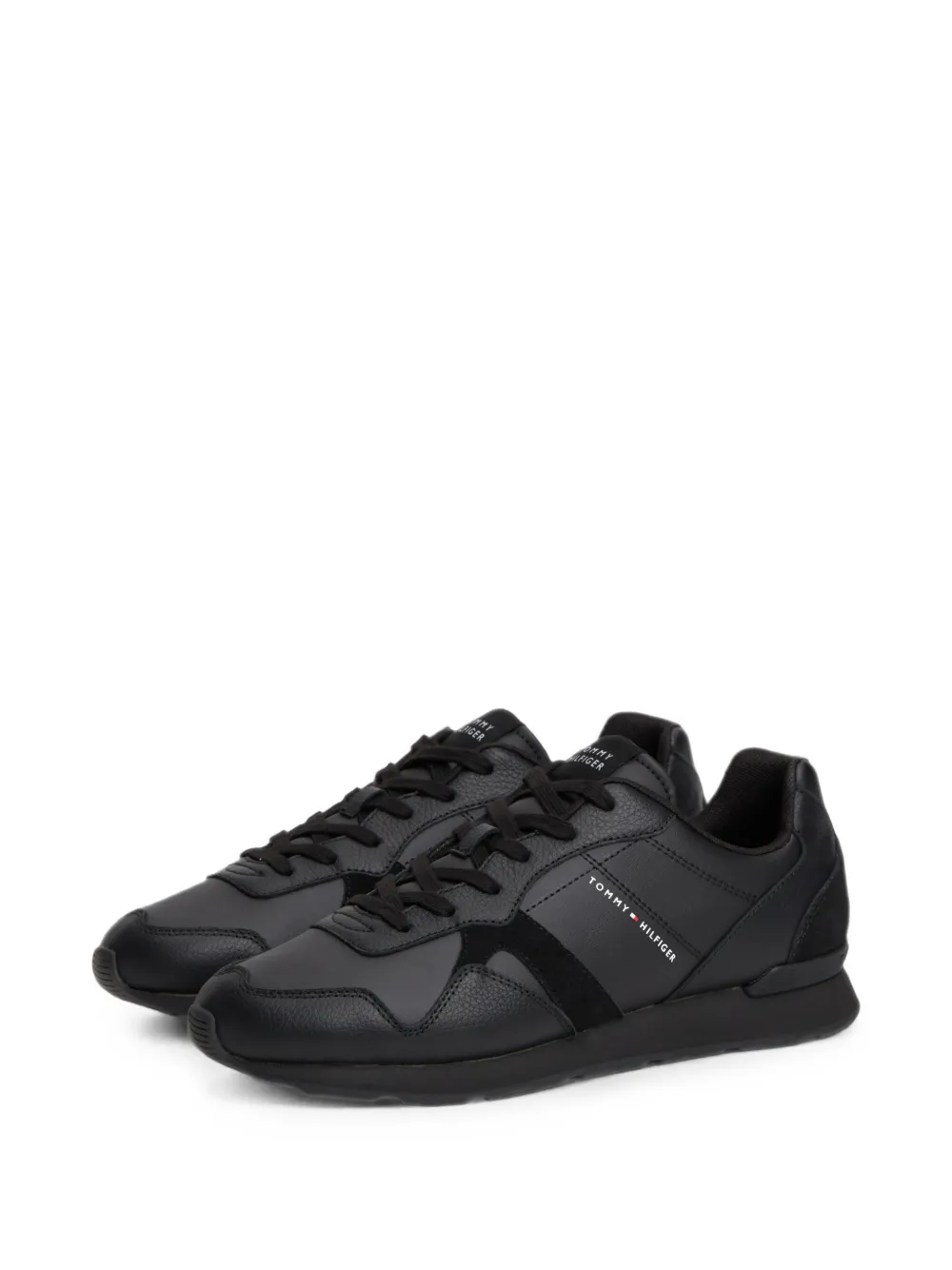 Tommy Hilfiger logo-print panelled low-top sneakers Zwart
