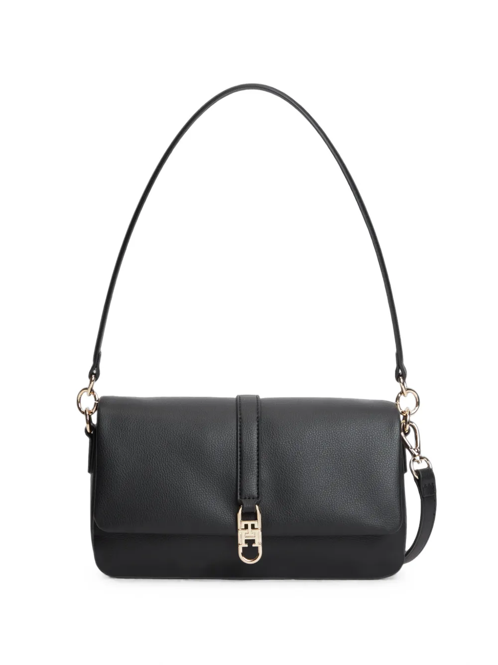 Tommy Hilfiger logo-plaque pebbled-effect shoulder bag - Nero