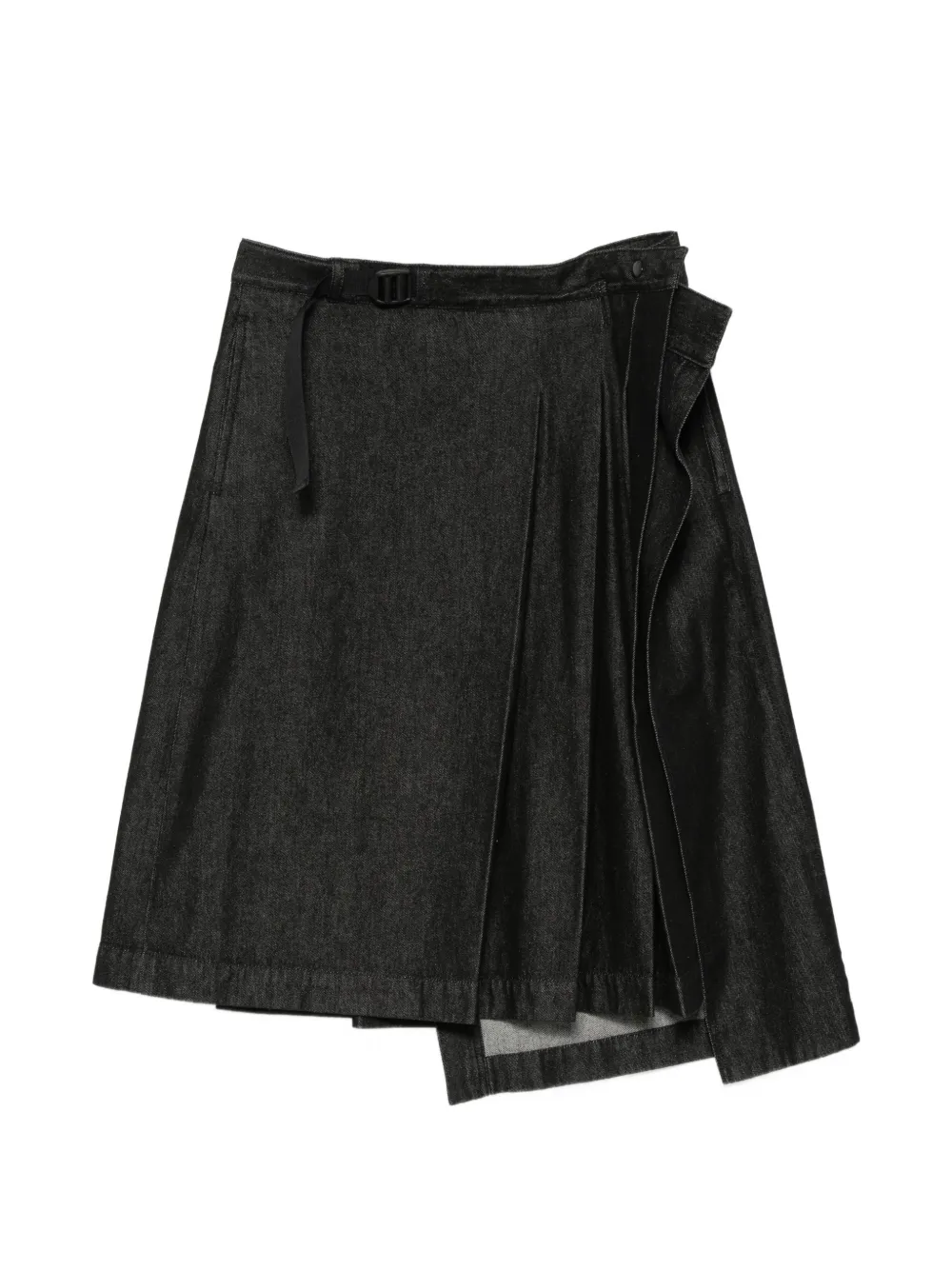 Y-3 asymmetric pleated midi skirt - Nero