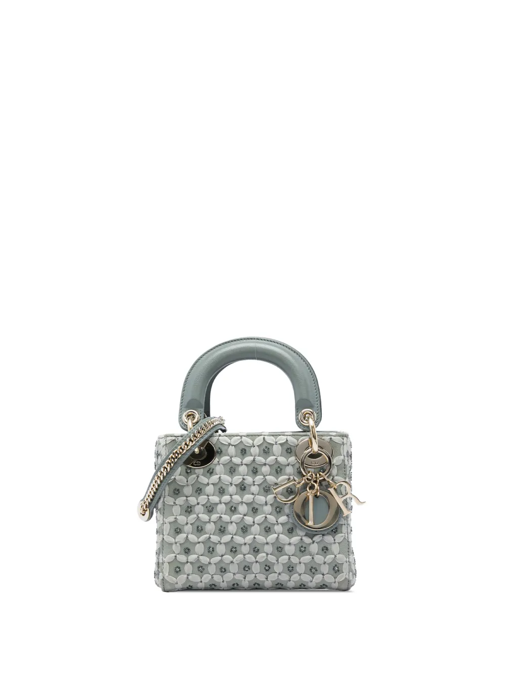 Christian Dior Pre-Owned 2020 Mini Suede Stone And Beads Lady Dior satchel - Grau