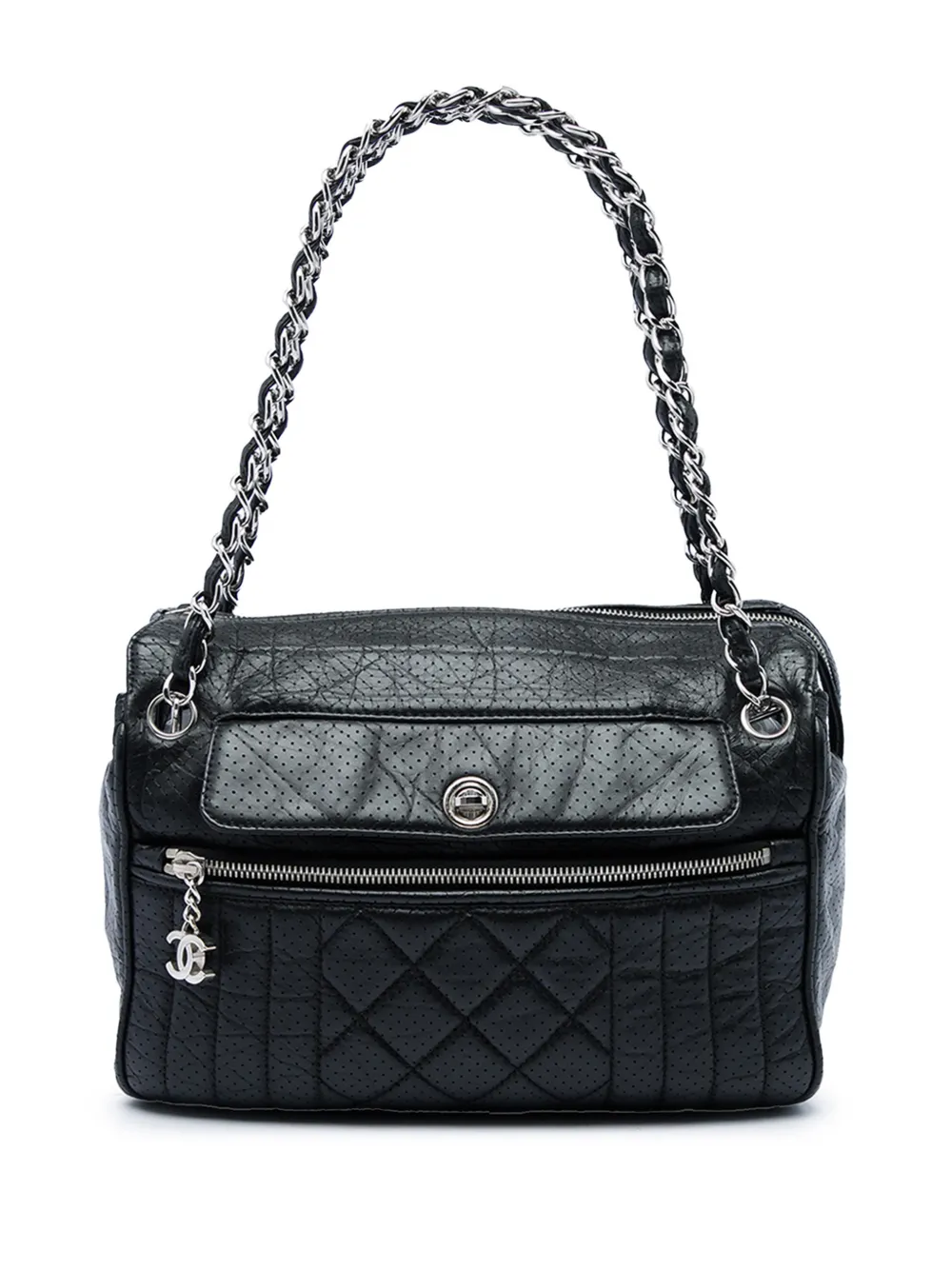 CHANEL Pre-Owned 2006-2008 Perforated Calfskin 50s shoulder bag - Nero