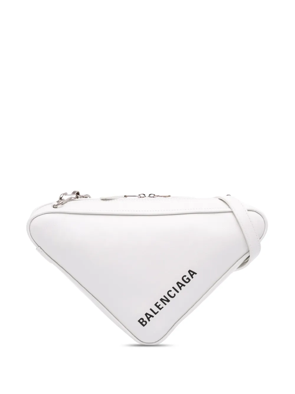 Balenciaga Pre-Owned Borsa a tracolla Triangle in pelle con catena 2018 - Bianco