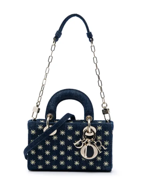 Christian Dior Pre-Owned 2022 Micro Denim Embroidered Star Lady D Joy satchel