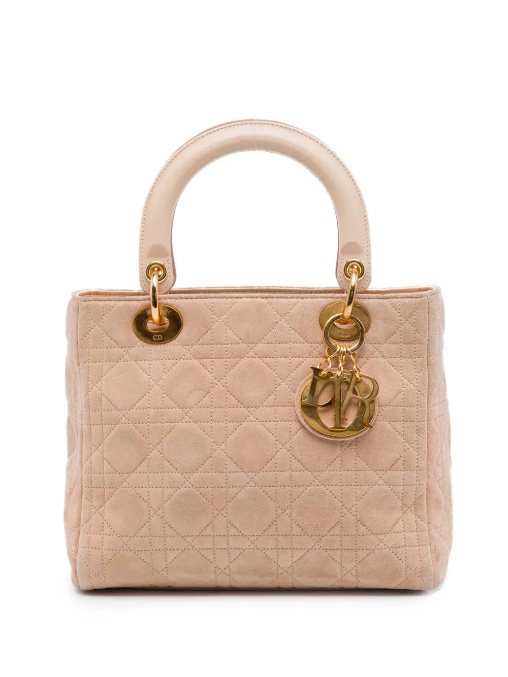 Christian Dior Pre-Owned 1997 Medium Suede Cannage Lady Dior satchel - Rosa