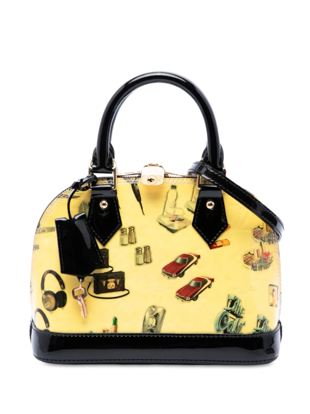 Louis Vuitton Pre-Owned Borsa a tracolla Alma BB in pelle Monogram Vernis Stickers 2015 - Giallo