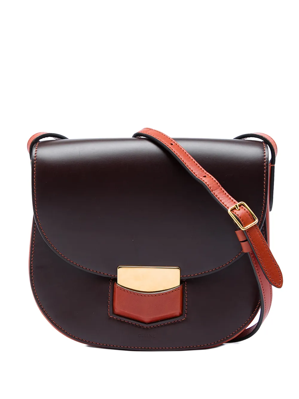 Celine Pre-Owned 2000-2026 Small Bicolor Glazed Calfskin Trotteur crossbody bag - Braun