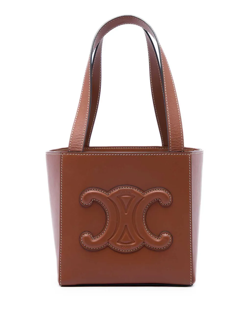 Celine Pre-Owned Borsa a mano Cuir Triomphe Cube in pelle di vitello 2022 - Marrone