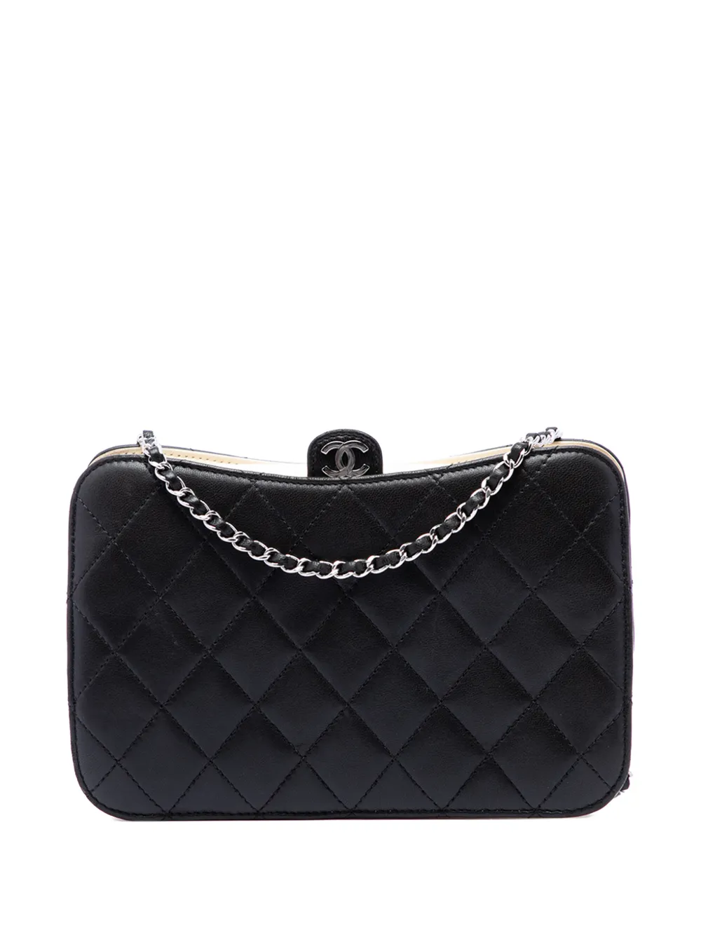 CHANEL Pre-Owned Clutch CC rotonda in pelle di agnello trapuntata con catena 2011 - Nero