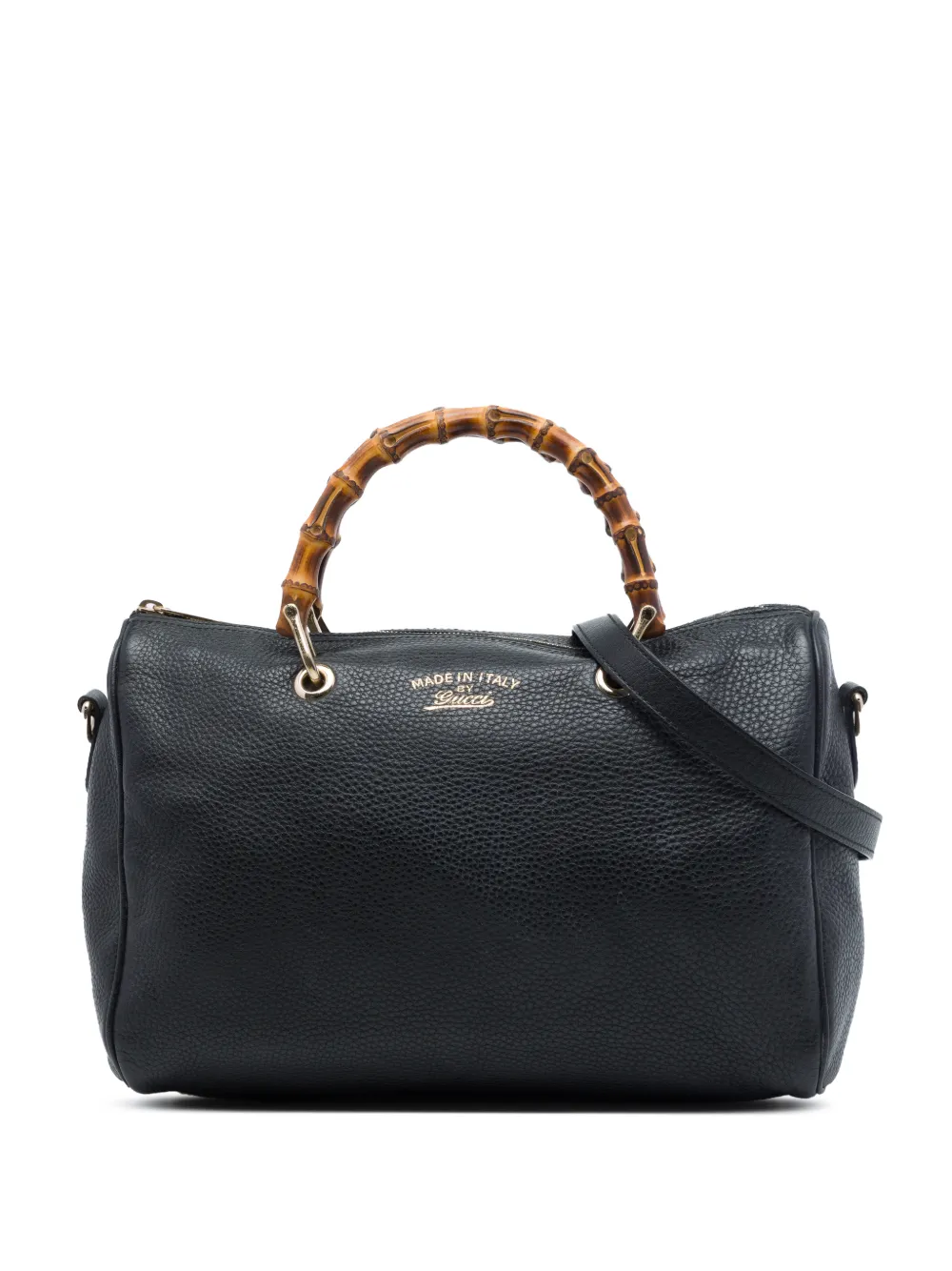 Gucci Pre-Owned 2016-2026 Medium Calfskin Bamboo Shopper Boston Bag satchel - Nero