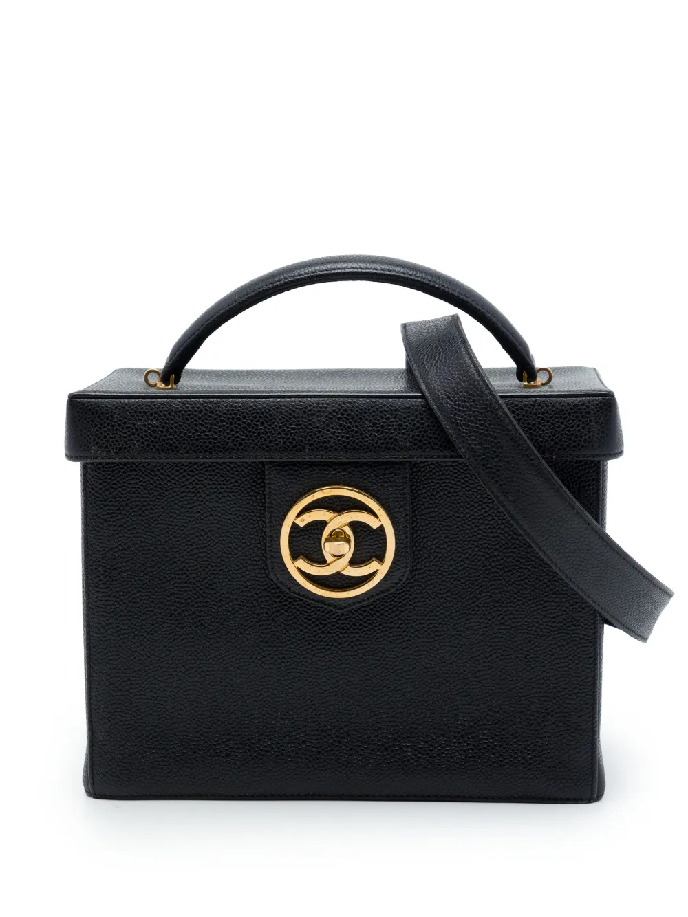 CHANEL Pre-Owned 1994-1996 CC Caviar Vanity Box Case satchel - Black