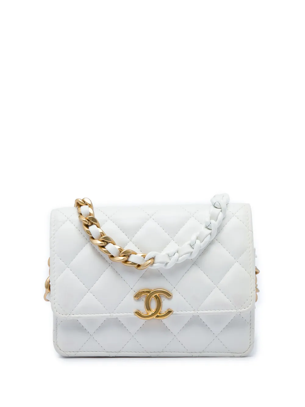 CHANEL Pre-Owned Clutch Candy in pelle di agnello trapuntata con catena 2021 - Bianco
