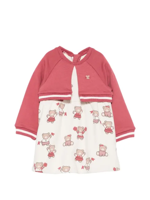 Mayoral bear-print layered-effect dress