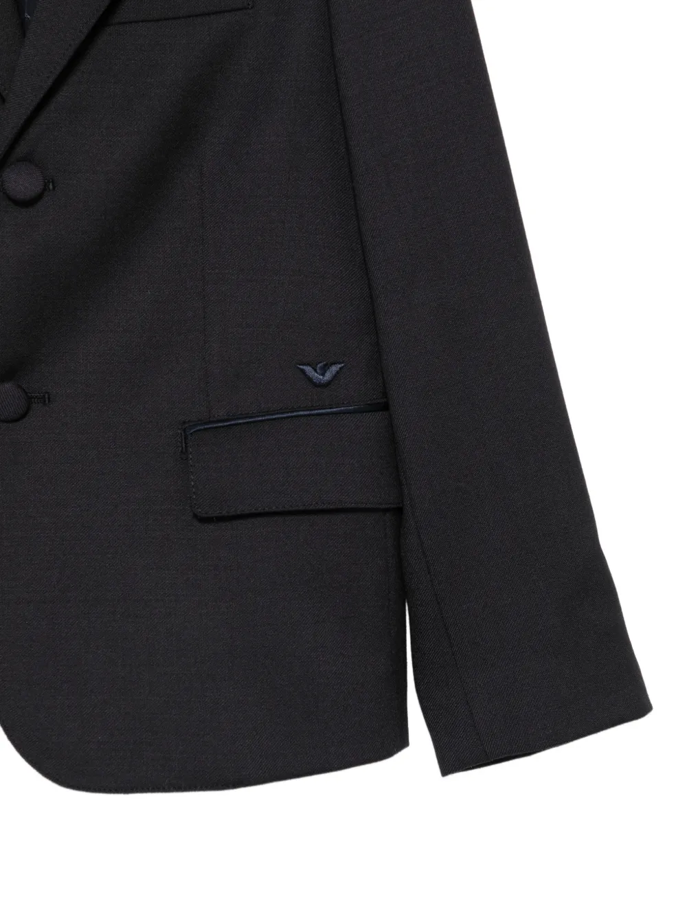 Emporio Armani Kids logo-plaque single-breasted jacket Zwart
