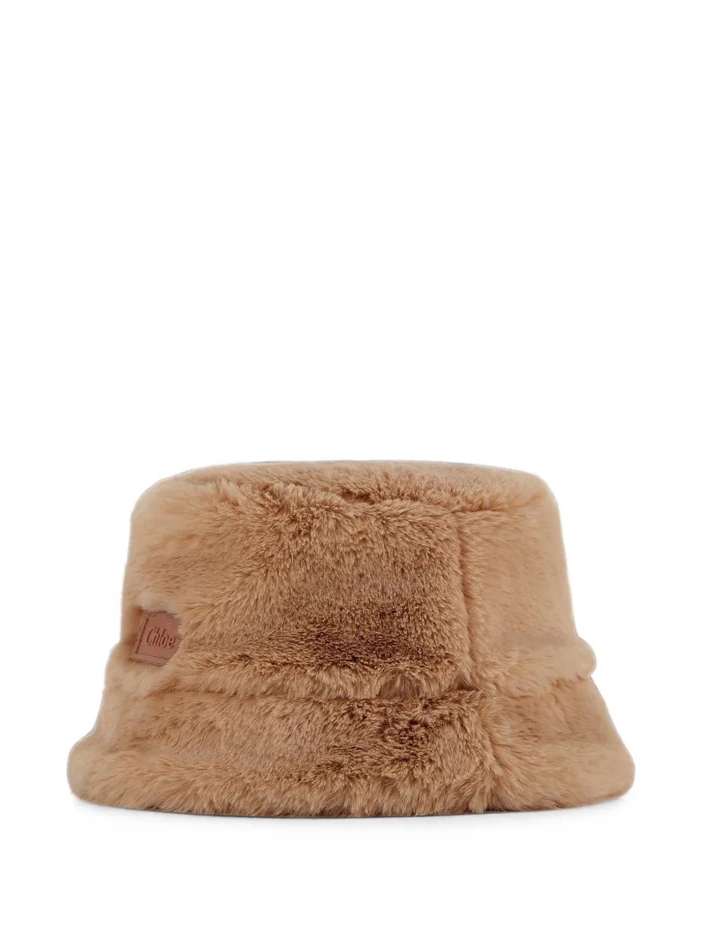 Chloé Kids Vissershoed met imitatiebont Beige
