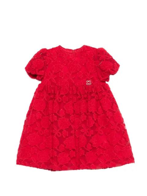 ELIE SAAB JUNIOR floral-lace puff-sleeve dress