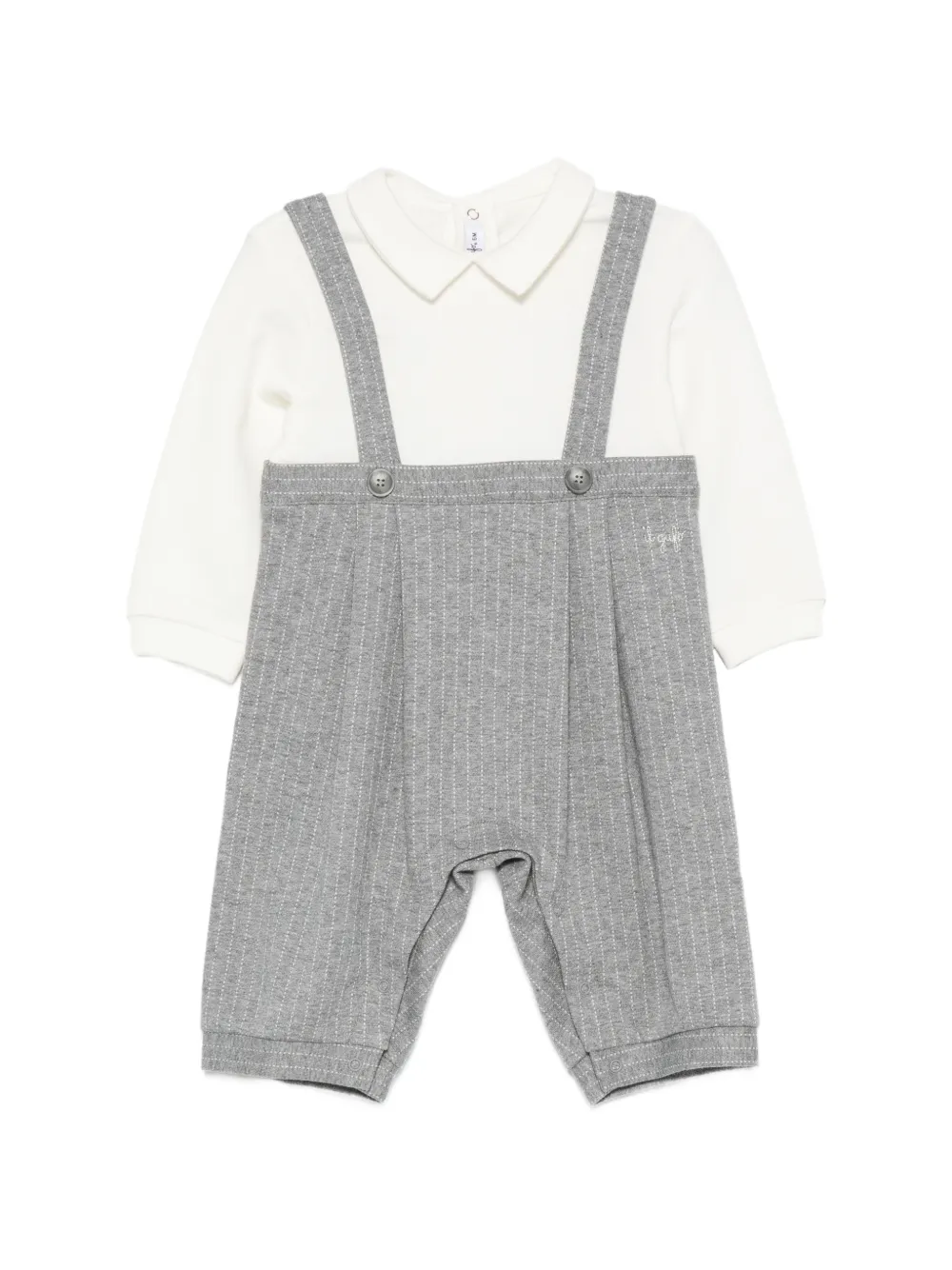 Il Gufo pinstripe-print layered-effect romper - Grigio