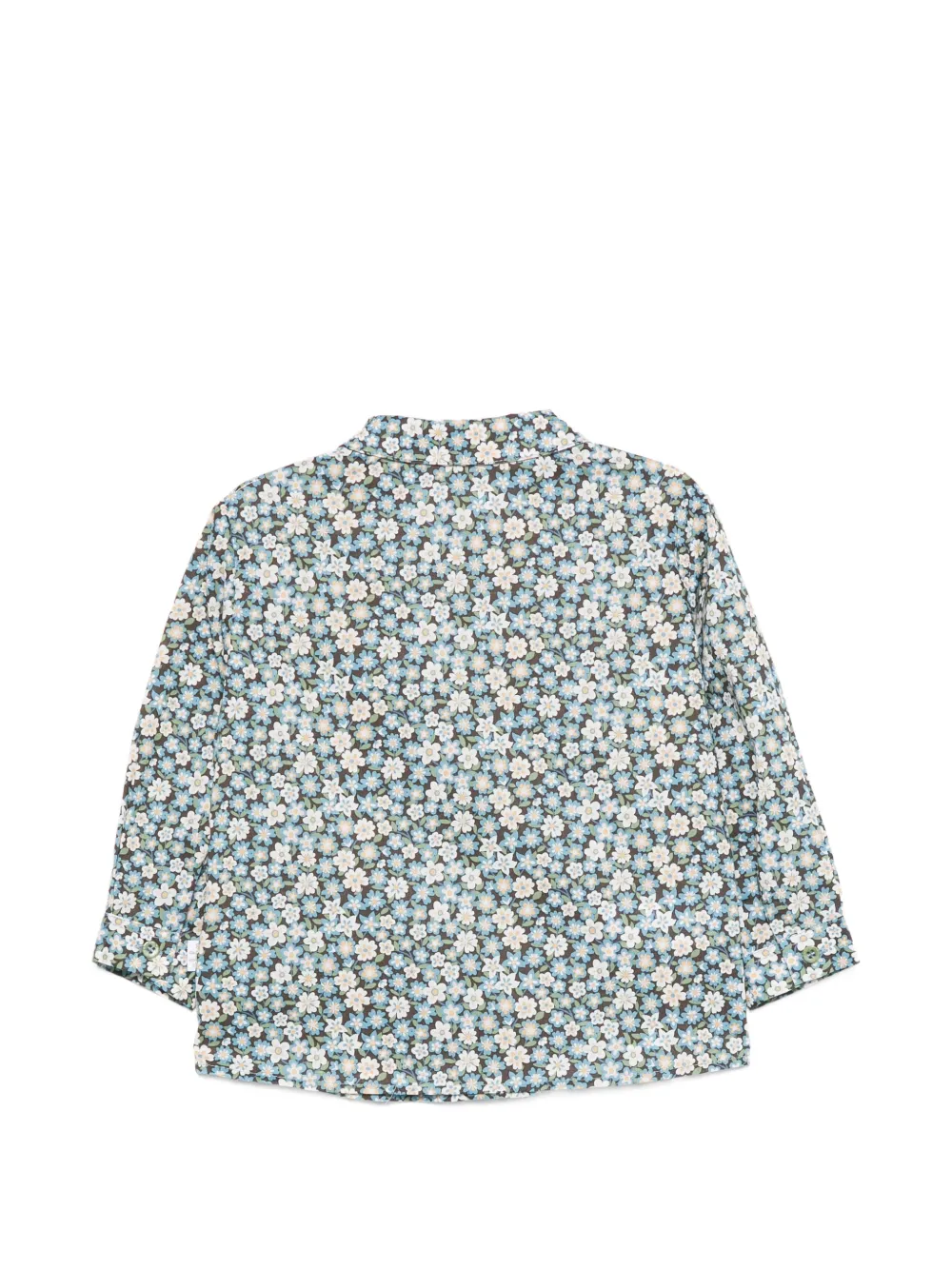 Il Gufo floral-print Peter Pan collar shirt Blauw